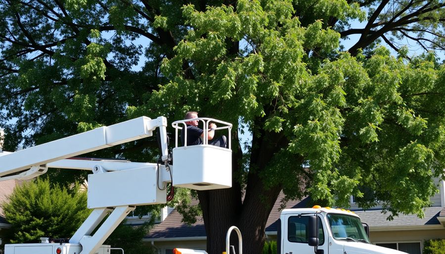 Bucket truck trimming