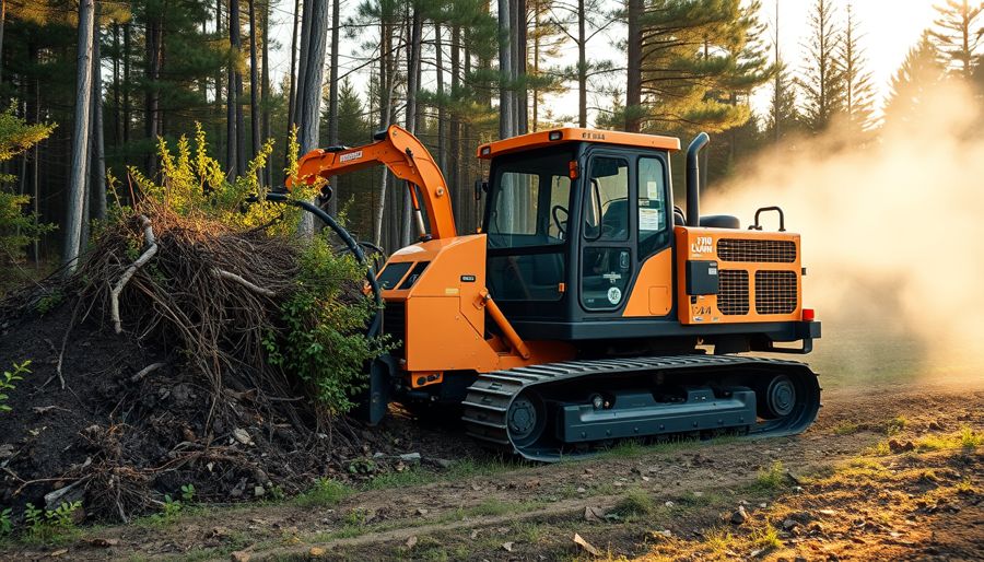 Forestry mulcher clearing brush