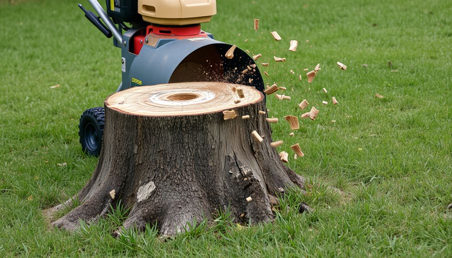 Stump grinder at work